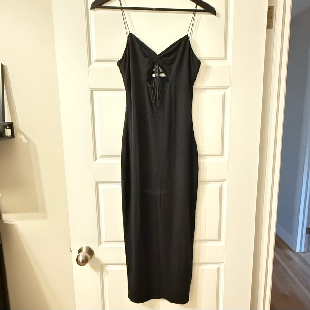Alexander Wang Black Midi Dress with Gathered Detail